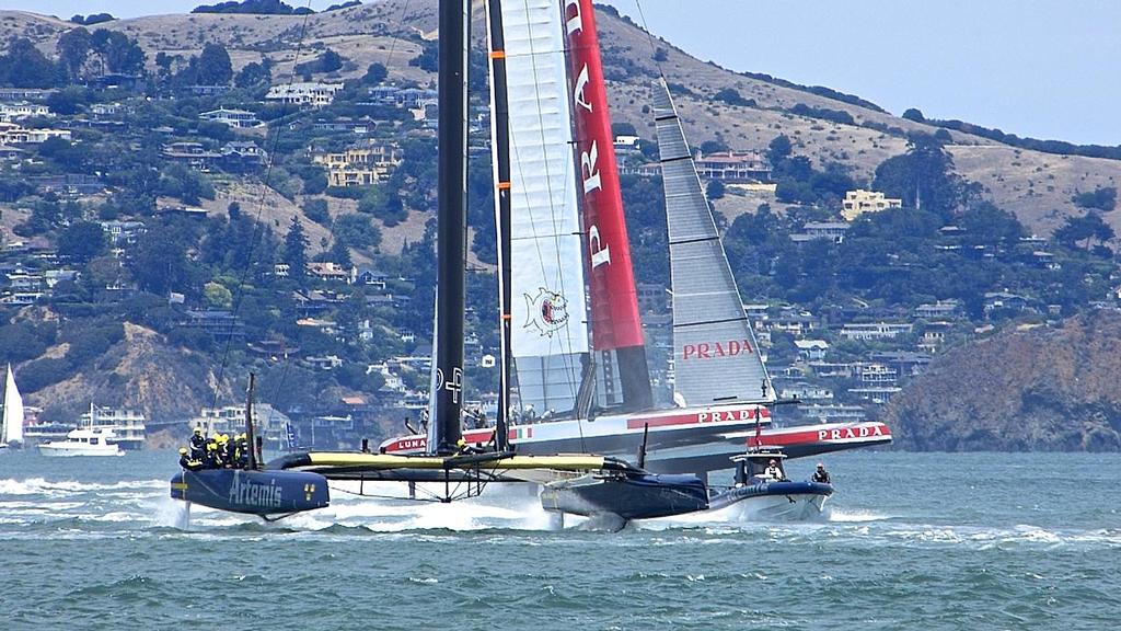 Artemis Racing and Luna Rossa, Semi-Final, Louis Vuitton Cup, San Francisco August 7, 2013 © John Navas 